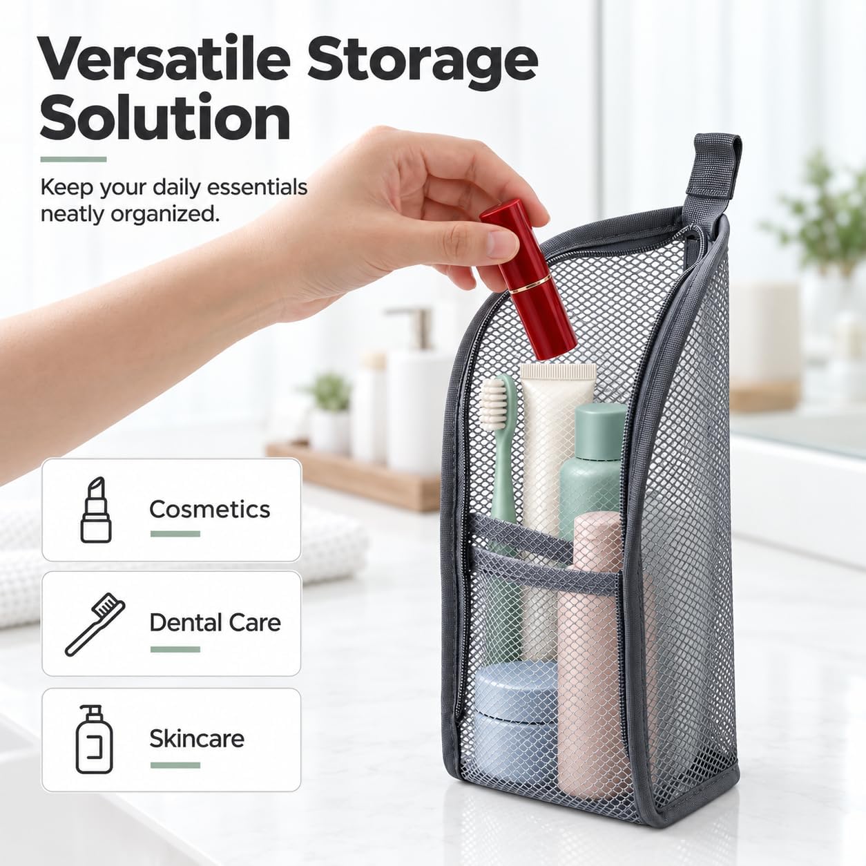 2 Pcs Travel Toiletry Bag Portable,Lightweight EVA Standing Organizer,Black - Image 2