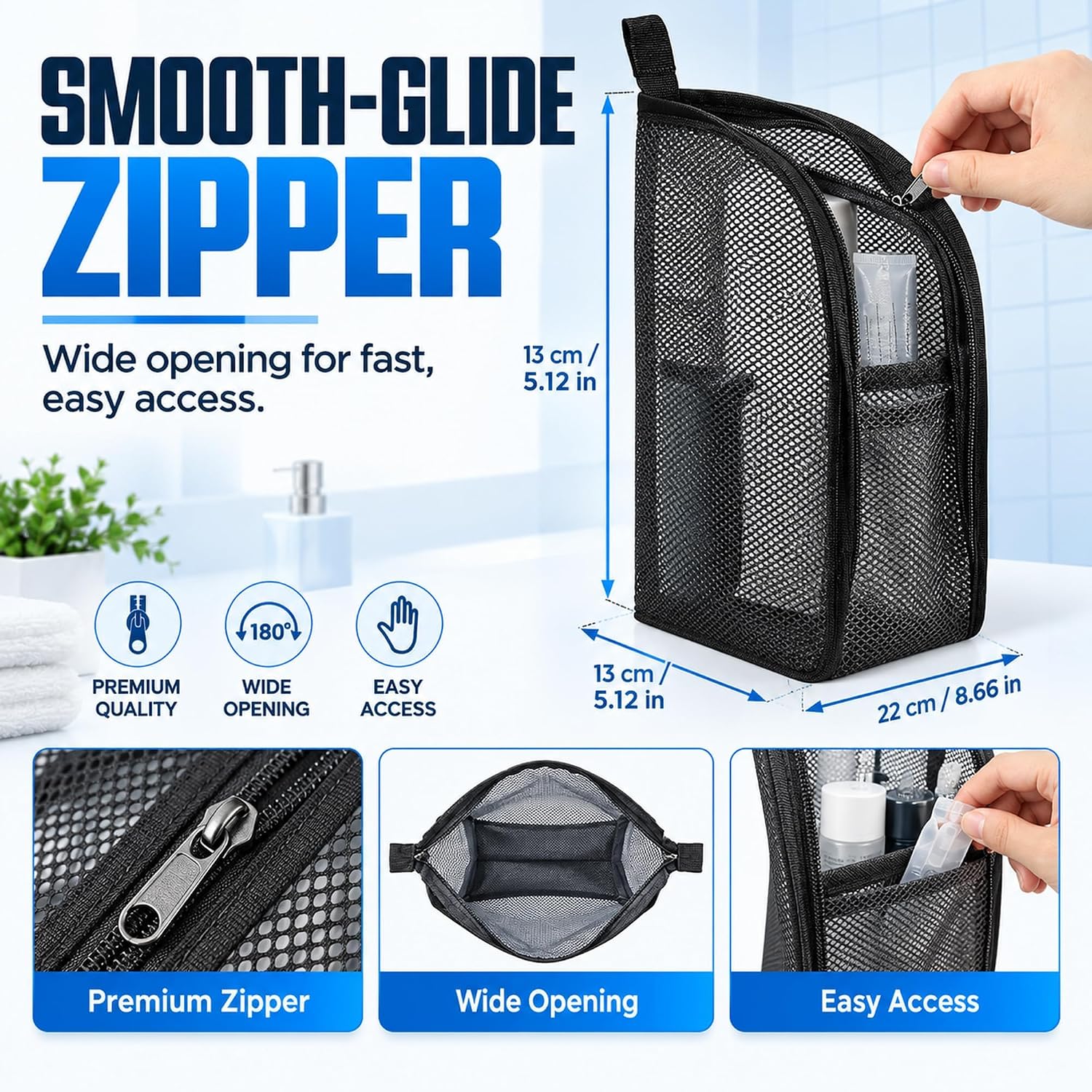 Standing Toiletry Bag, Portable Lightweight Travel Toiletry Bag (Black*2) - Image 2