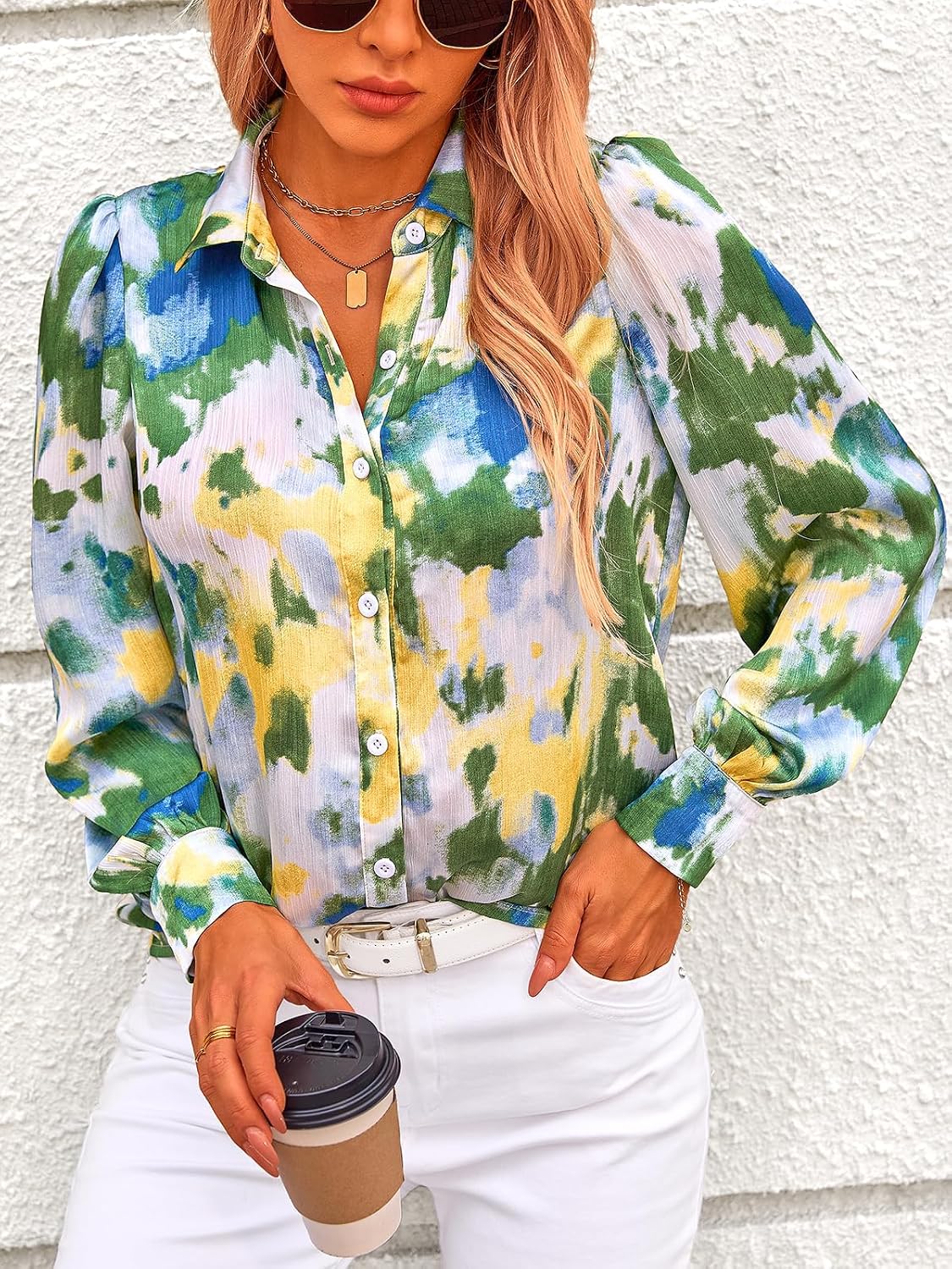 PRETTYGARDEN Womens Floral Blouses Dressy Casual Long Sleeve Fall Tops 2026 - Image 4