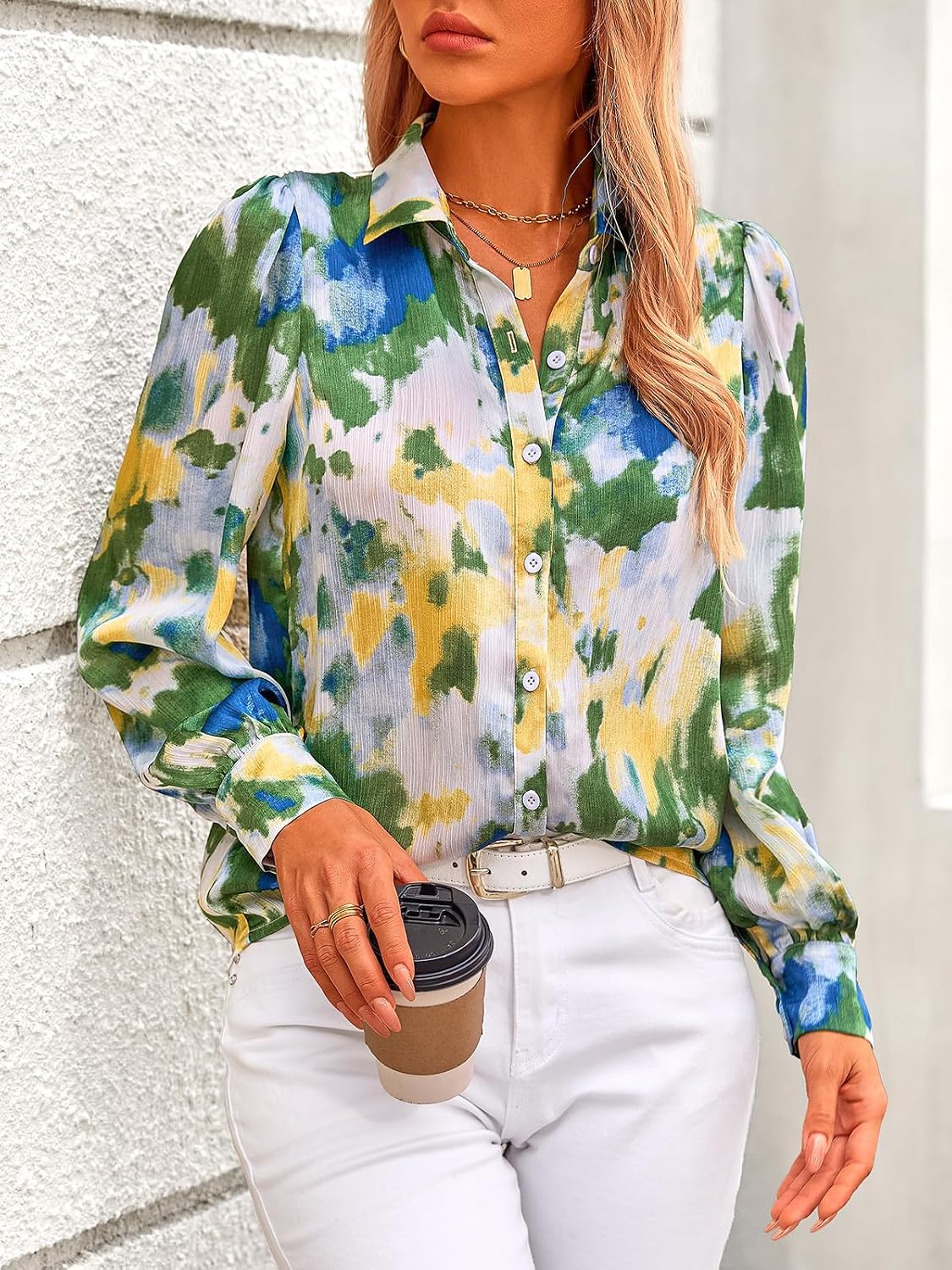 PRETTYGARDEN Womens Floral Blouses Dressy Casual Long Sleeve Fall Tops 2026 - Image 3