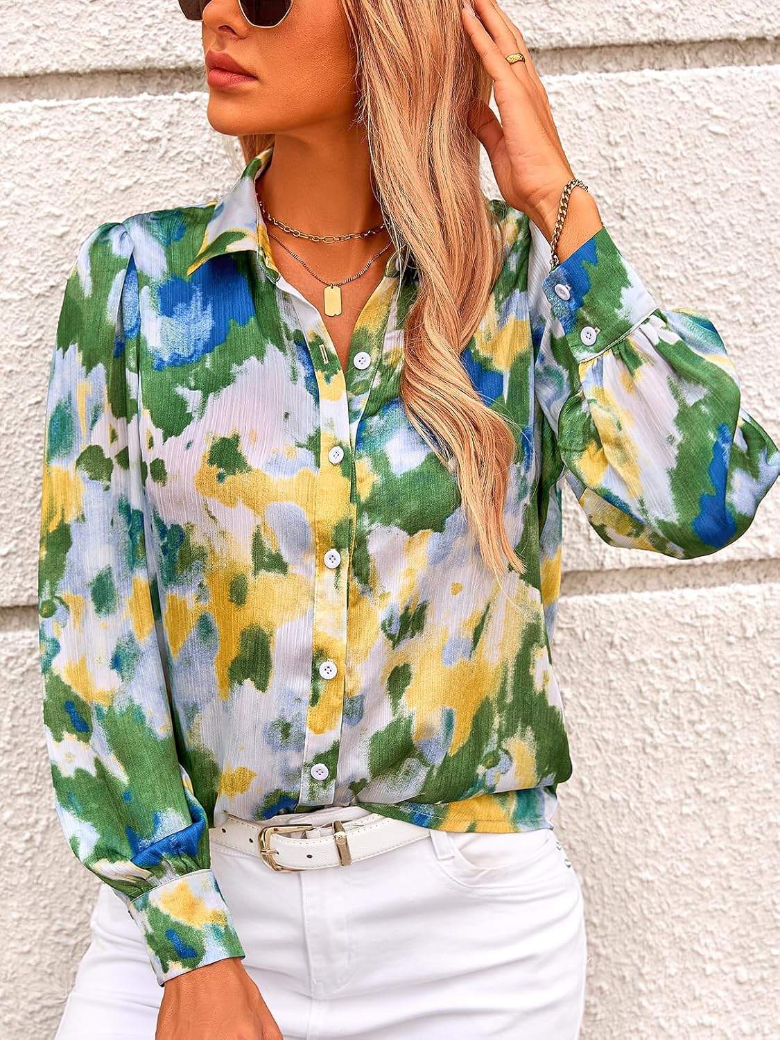 PRETTYGARDEN Womens Floral Blouses Dressy Casual Long Sleeve Fall Tops 2026 - Image 5
