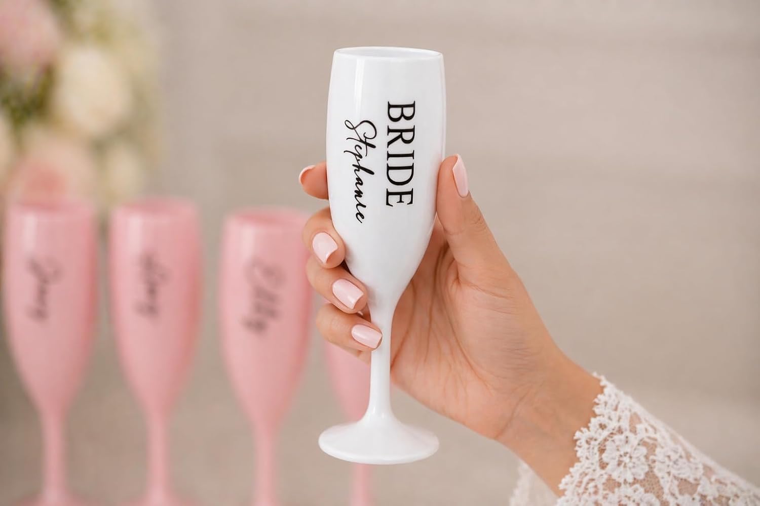 Personalized Acrylic Champagne Flutes Set for Bride & Bridesmaids – Custom Engraved Wedding Toast Glasses – Bachelorette Party, Bridal Shower, Wedding Day Keepsake - Image 9