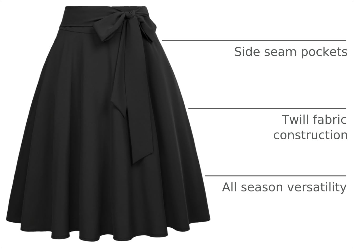 Belle Poque Women High Waisted A Line Skirt with Pockets - Image 4