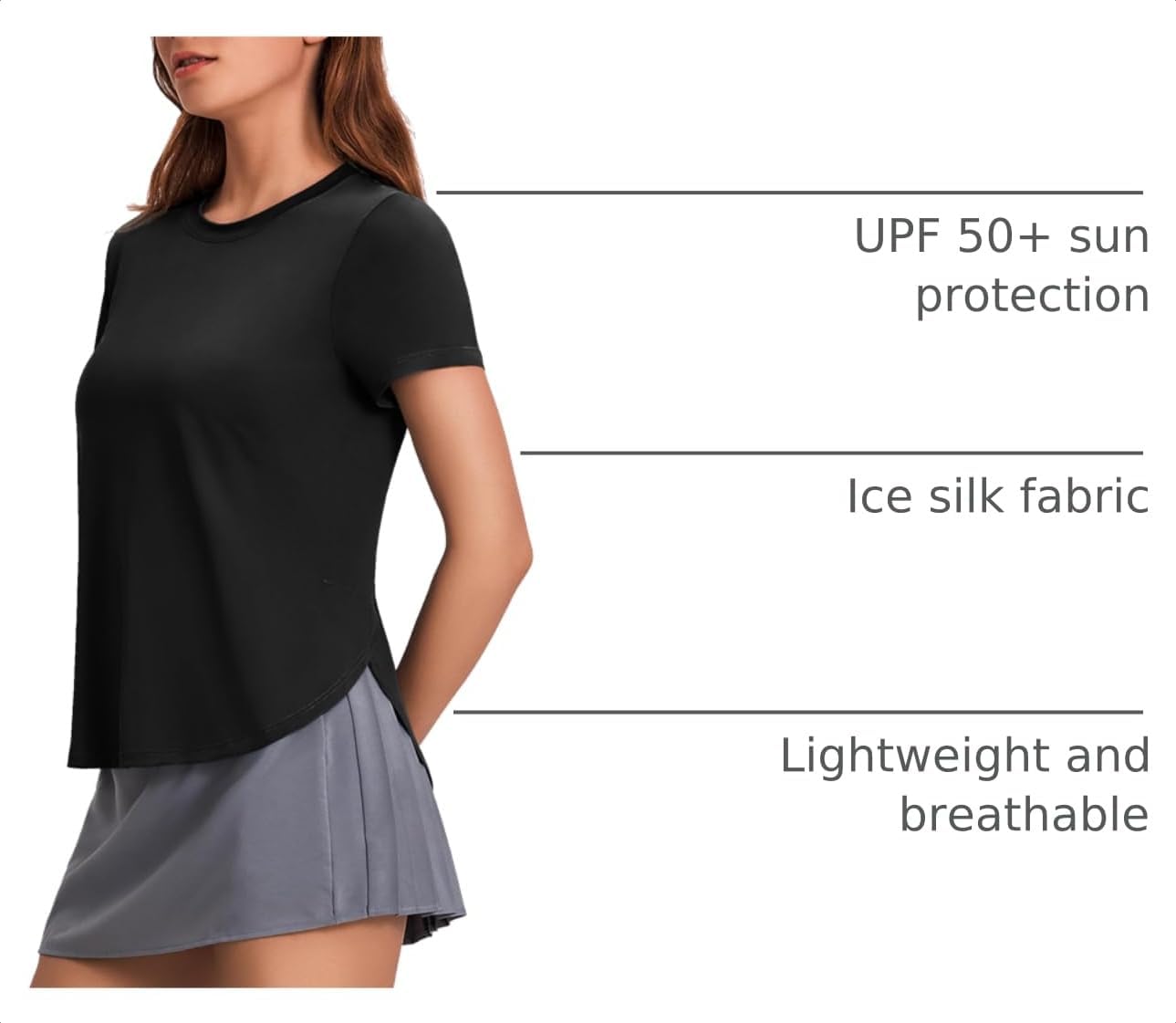 PINSPARK Workout Tops for Women UPF 50+ Short Sleeve Athletic Tennis Shirts - Image 4
