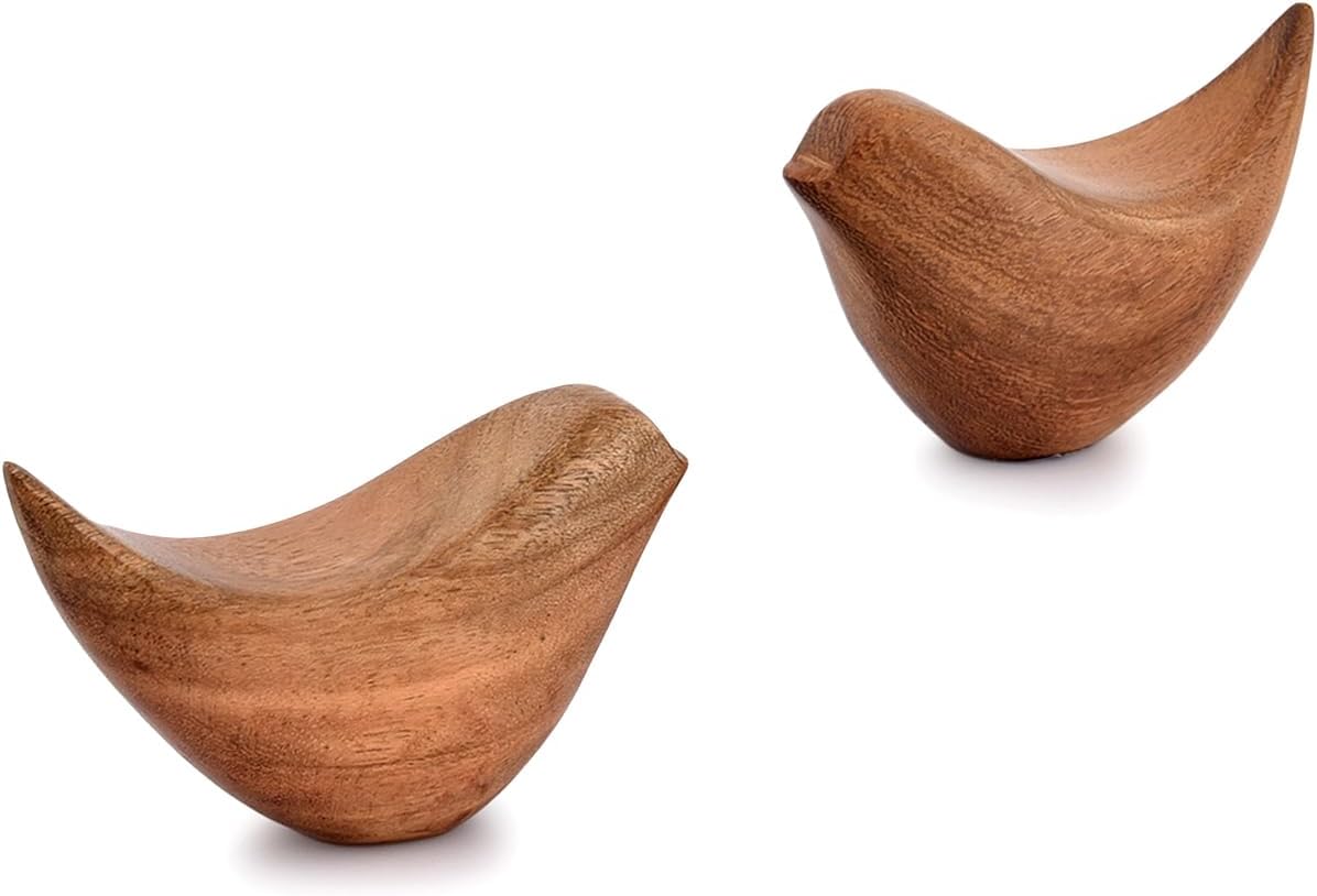 NIRMAN Acacia Wood Bird Statues Set Home Décor Bird Sculpture for Living Room, Bathroom, Office Modern Style Birds Decorative Ornaments (Set of 2) (4.5" x 2" x 2.5") - Image 5