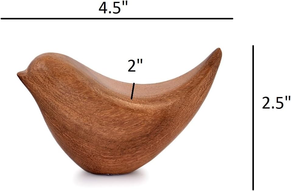 NIRMAN Acacia Wood Bird Statues Set Home Décor Bird Sculpture for Living Room, Bathroom, Office Modern Style Birds Decorative Ornaments (Set of 2) (4.5" x 2" x 2.5") - Image 6