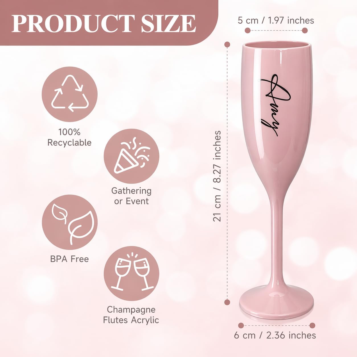Personalized Acrylic Champagne Flutes Set for Bride & Bridesmaids – Custom Engraved Wedding Toast Glasses – Bachelorette Party, Bridal Shower, Wedding Day Keepsake - Image 4