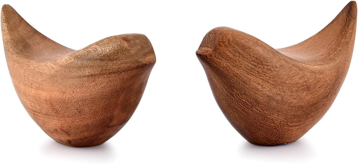 NIRMAN Acacia Wood Bird Statues Set Home Décor Bird Sculpture for Living Room, Bathroom, Office Modern Style Birds Decorative Ornaments (Set of 2) (4.5" x 2" x 2.5") - Image 2