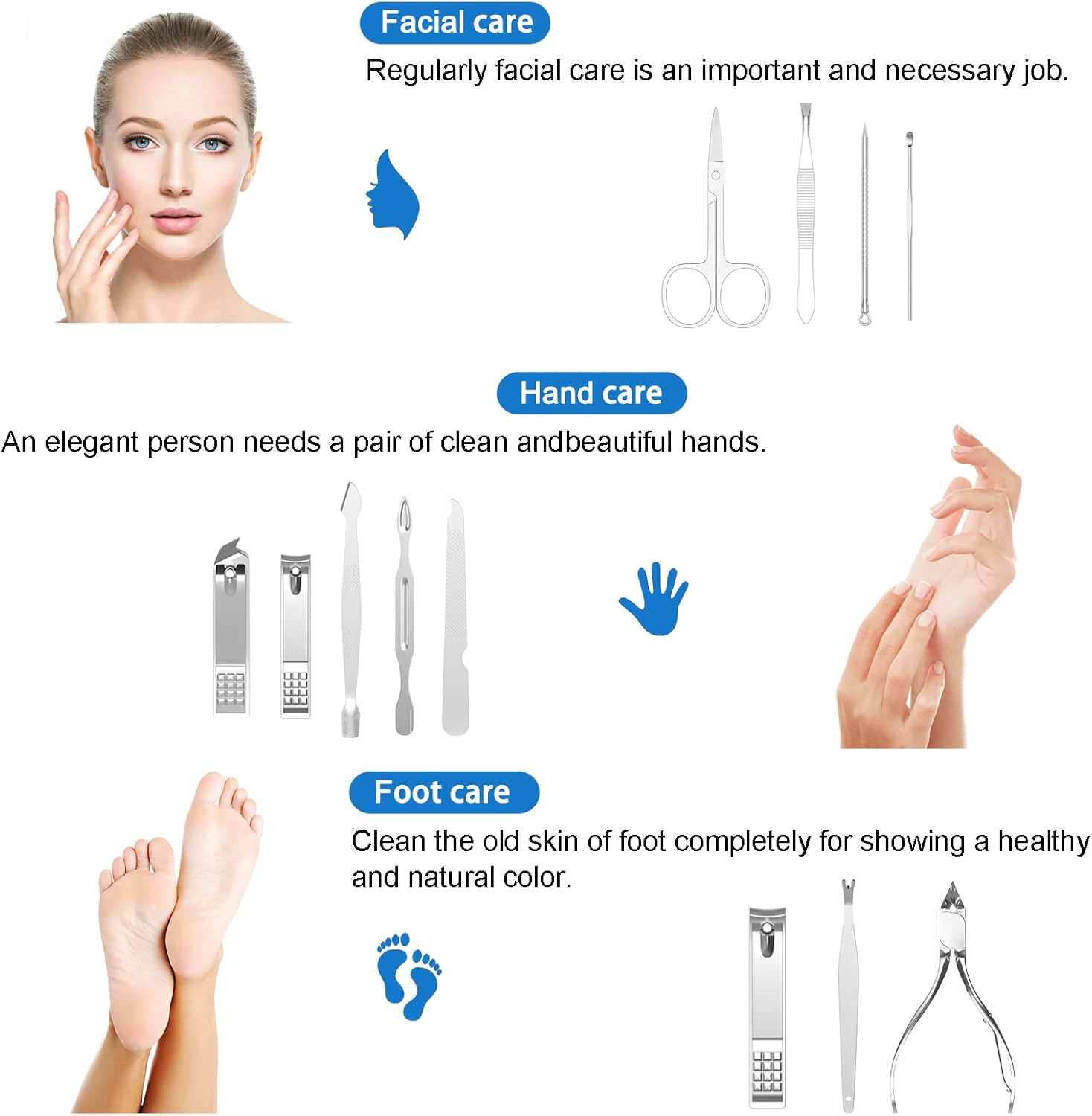 Professional Manicure and Pedicure Kit, 12-Piece Premium Grooming Set with Nail Clippers, Facial Care Tools, and Luxurious Travel Case for Men and Women - Image 7