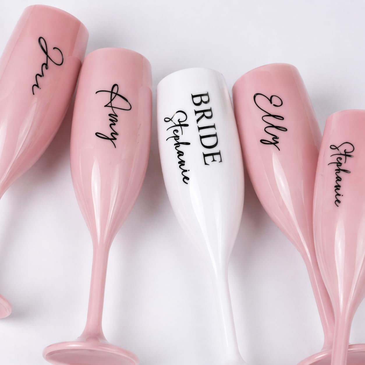 Personalized Acrylic Champagne Flutes Set for Bride & Bridesmaids – Custom Engraved Wedding Toast Glasses – Bachelorette Party, Bridal Shower, Wedding Day Keepsake - Image 5