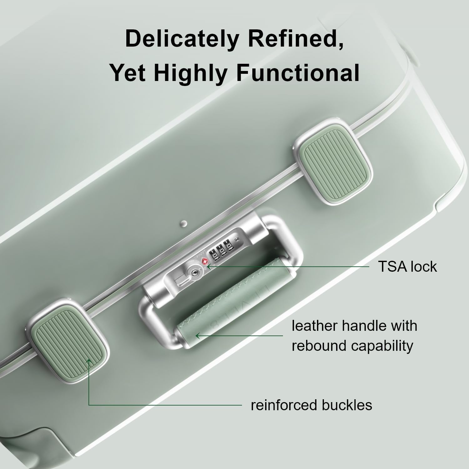 LEVEL8 Zipperless Carry On Luggage with Aluminum Frame,20",Light Green - Image 2