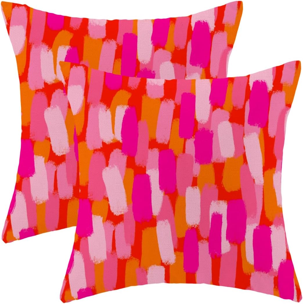 Hot Pink Orange Paint Brush Pillow ...