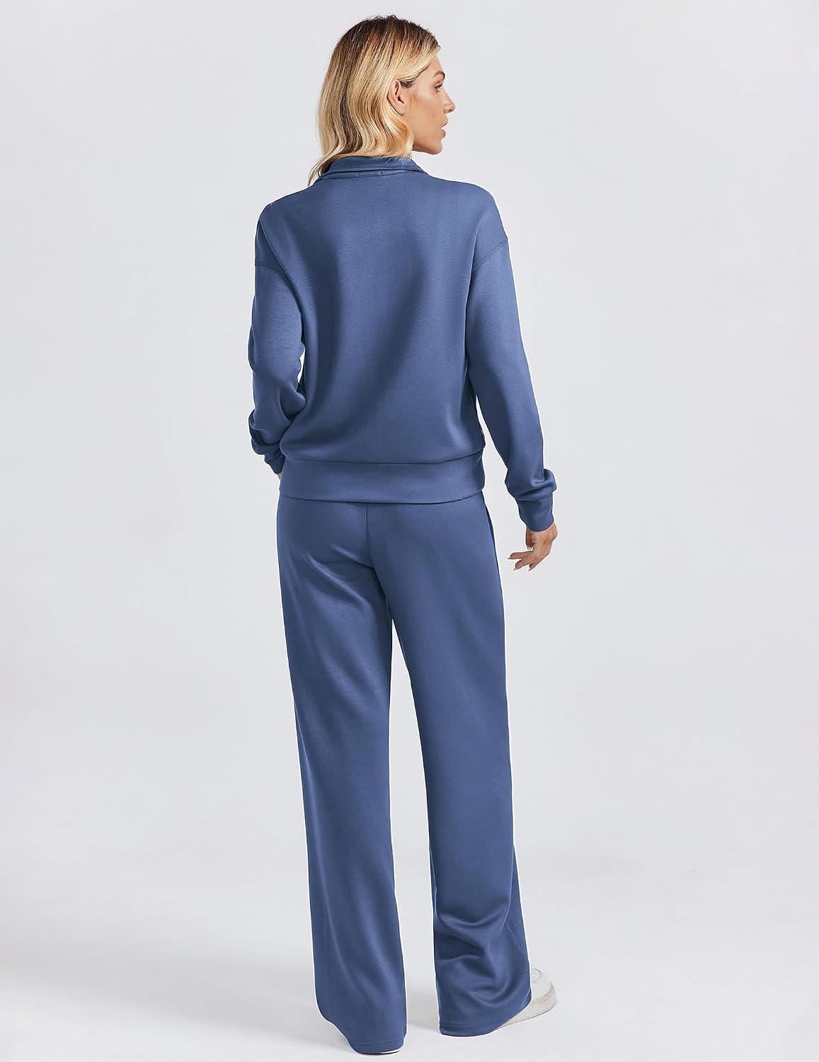 PINSPARK 2 Piece Sets for Women Two-Way Zip Top Wide Leg Pants Tracksuit - Image 2