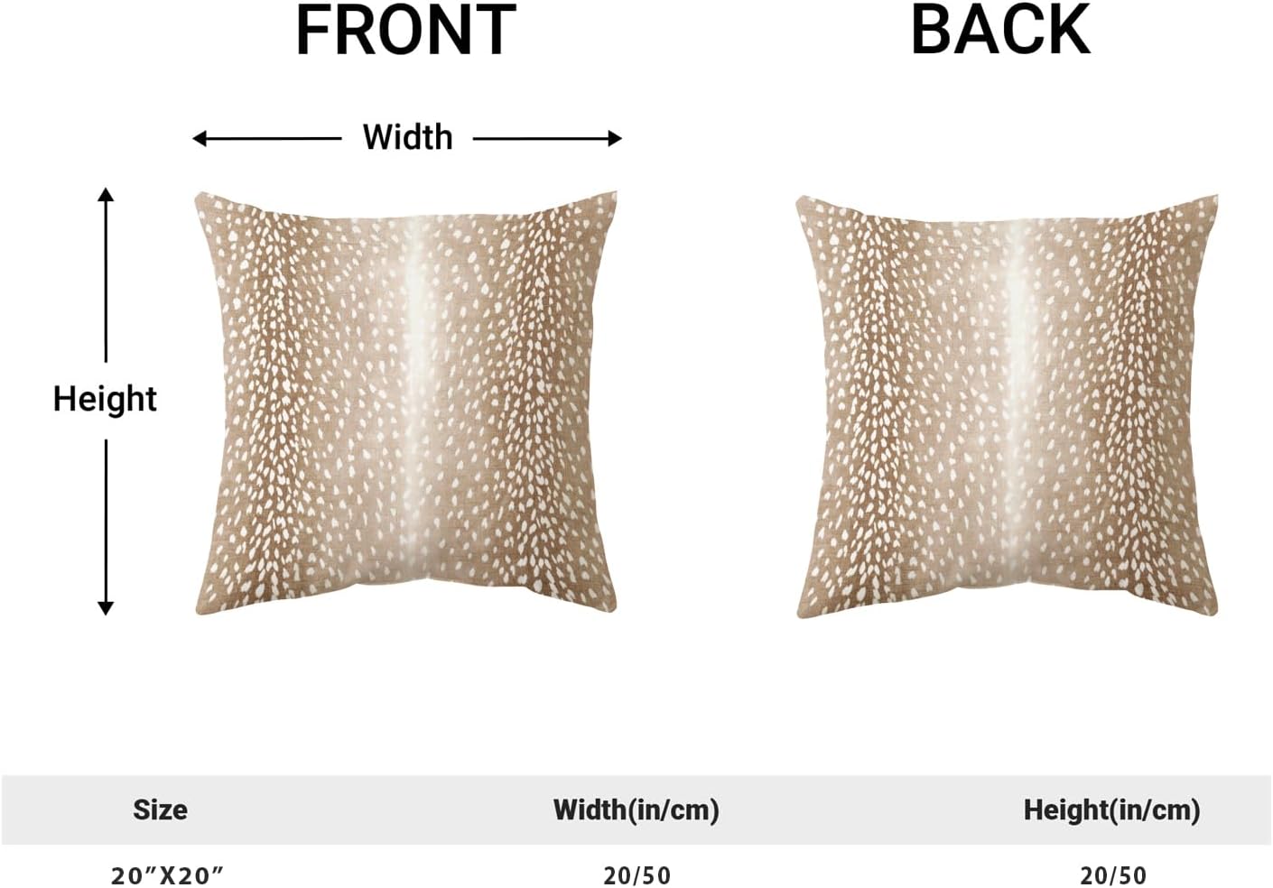 Brown Antelope Pillow Covers 20x20 Inch Set of 2 Deer Animal Skin Print Throw Pillows Outdoor Decorative Modern Antelope Pillowcase Cotton Cushion Cases for Bed Sofa Couch - Image 3