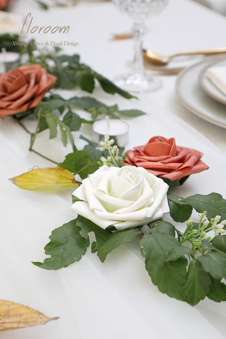 Floroom Artificial Flowers 25pcs Real Looking Ivory Foam Fake Roses with Stems for DIY Wedding Bouquets White Bridal Shower Centerpieces Arrangements Party Tables Decorations - Image 4