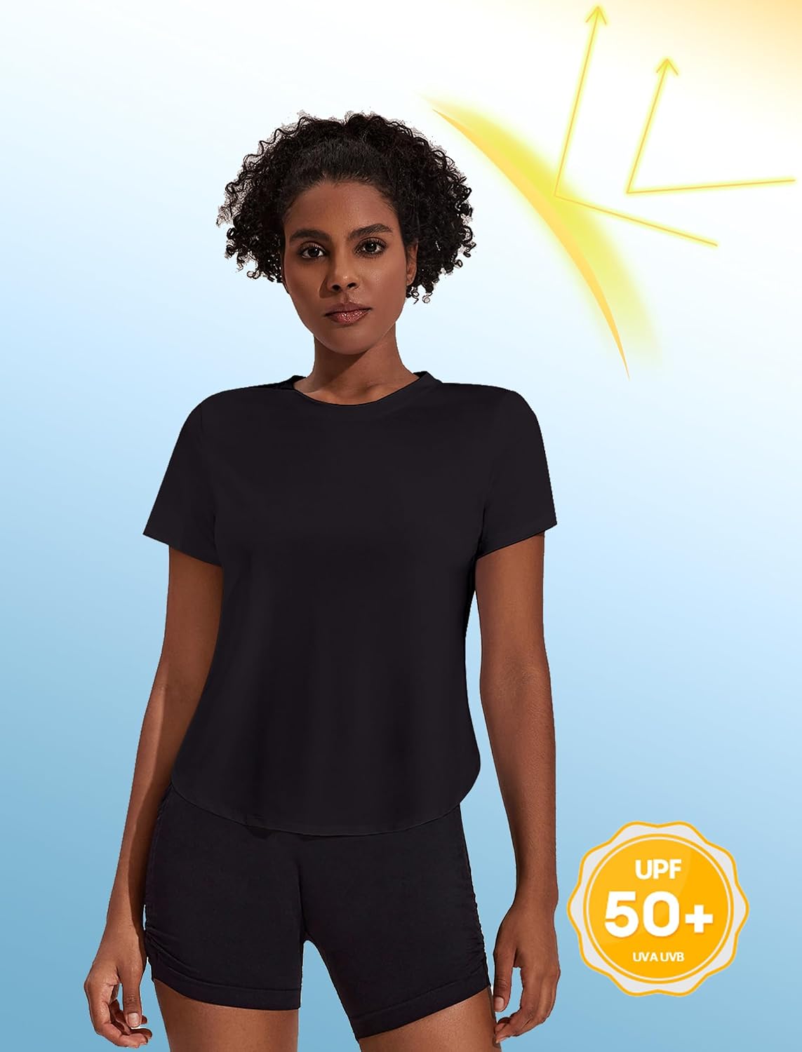 PINSPARK Workout Tops for Women UPF 50+ Short Sleeve Athletic Tennis Shirts - Image 5