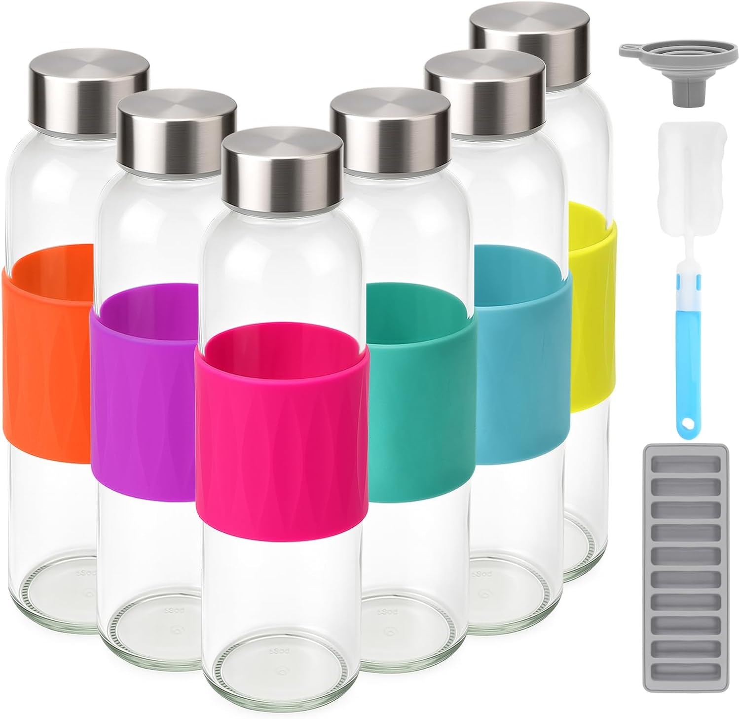 Zukro 18 oz Glass Juice Bottles wit...