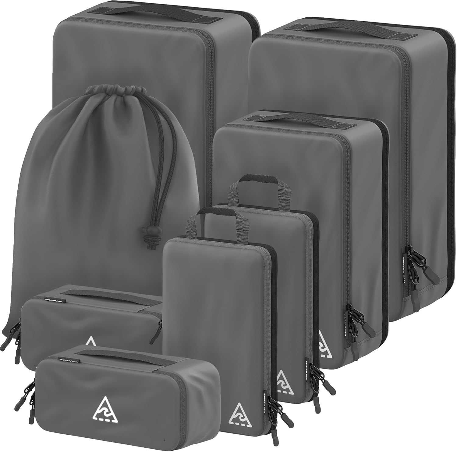 Well Traveled 8 pcs Compression Packing Bags Cubes Set with HybridMax Double-Capacity Design - Packing Cubes for Travel Compression to Maximize Limited Luggage Space, Grey