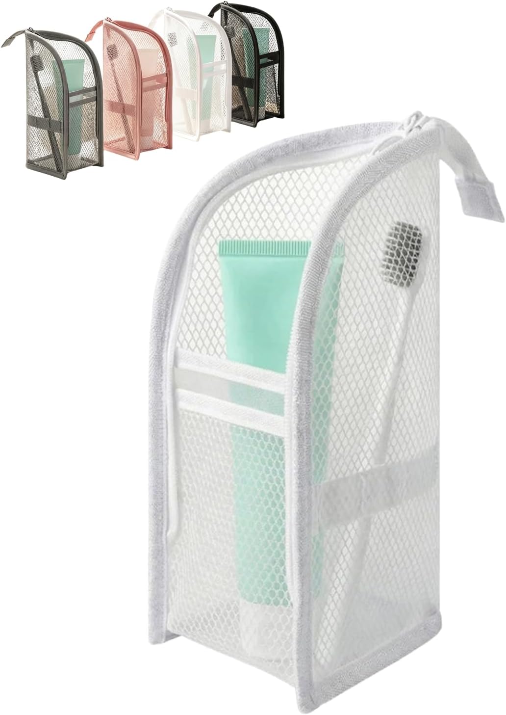 RAINPOT Standing Toiletry Bag EVA Travel Organizer with Dividers，White-1PC