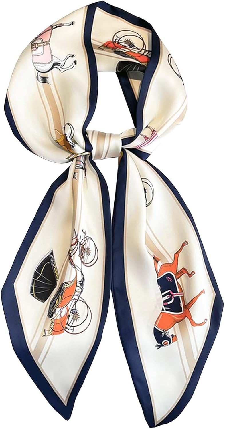 Hioyiwse Head Scarf Hair Neck Scarves For Women Purse Bag Scarfs For Handbags Silky Long Thin Satin Headscarf Fashion