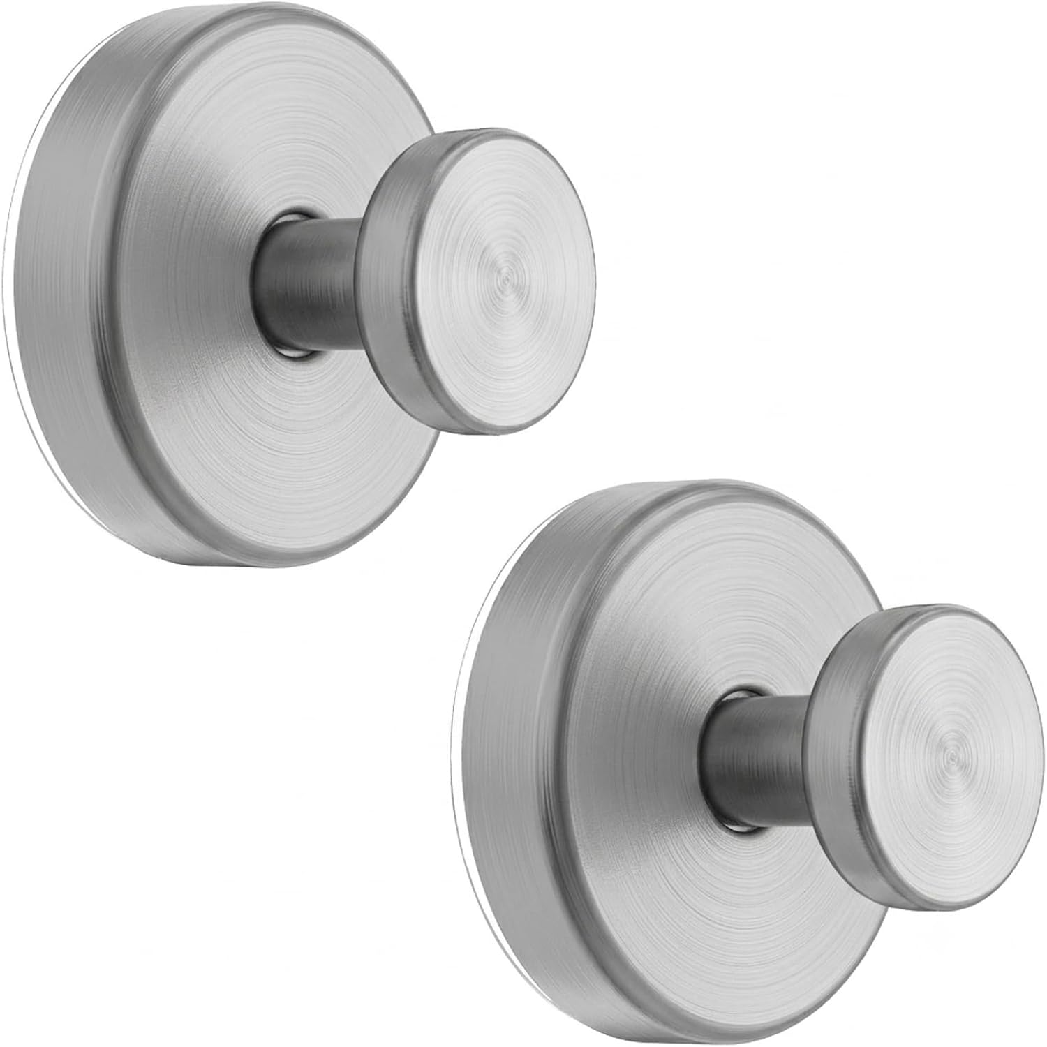 Vacuum Suction Cup Hooks for Shower, Shower Hooks for Inside Shower Glass Window, Mirror, No Drill Towel Hooks for Bathrooms, Bath Robe Coat Looafh Wreath Hook for Hanging - 2 Pack, Silver