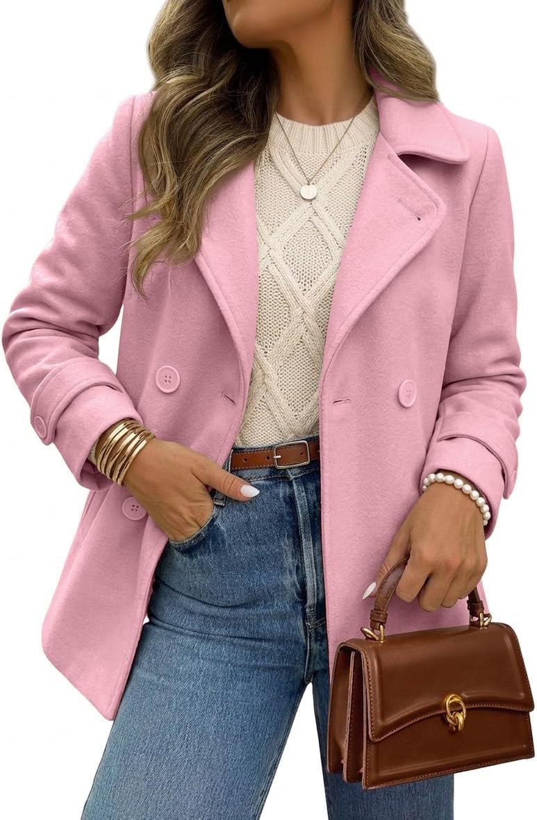 IDEALSANXUN Womens Winter Wool Coats Peacoat Double Breasted Trench Coats