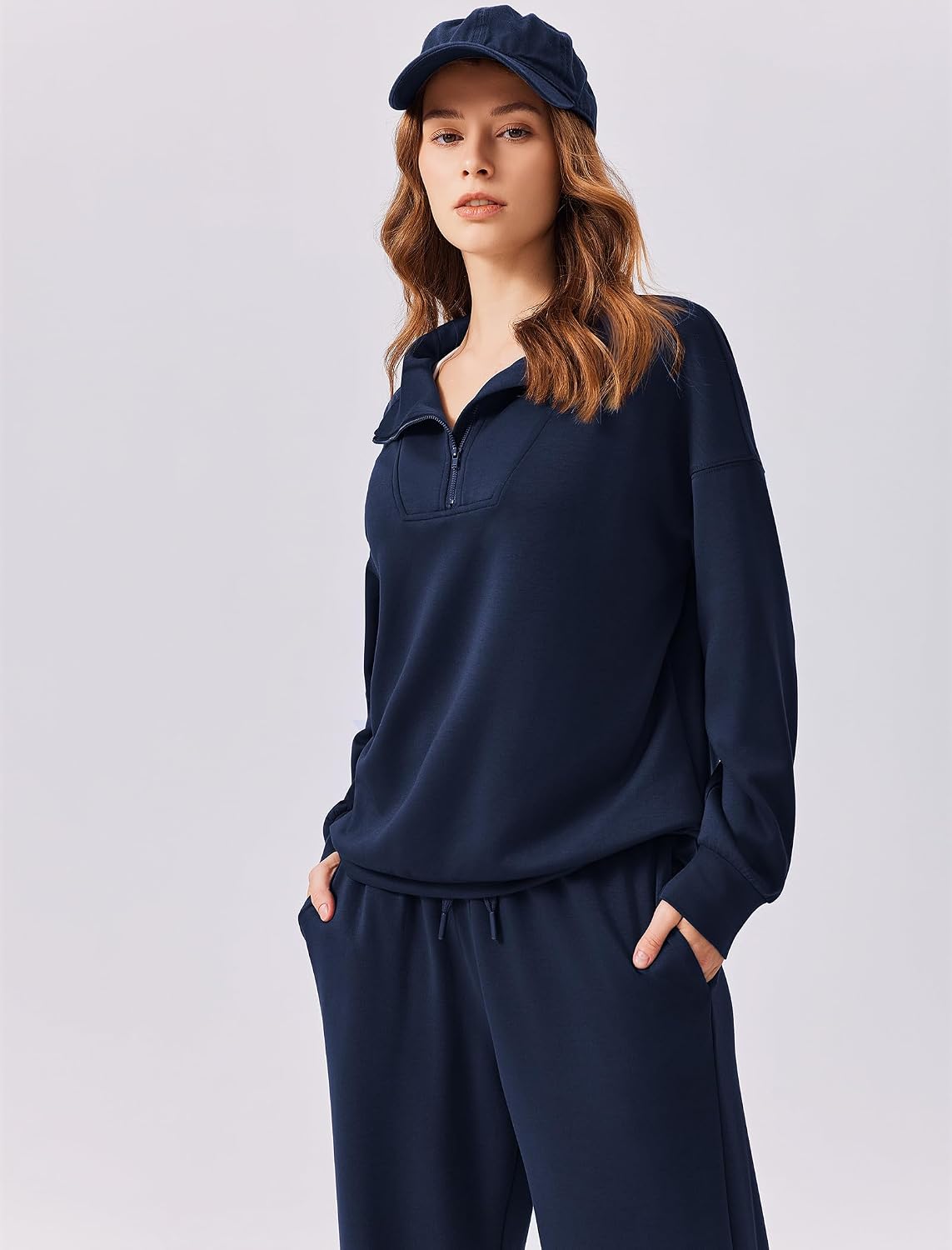 PINSPARK 2 Piece Sets for Women 1/4 Zip Lounge Matching Set Fall Outfits - Image 2