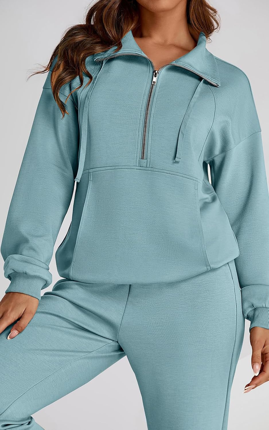 PRETTYGARDEN Long Sleeve Half Zip Sweatsuits Women 2 Piece Sets Outfits - Image 2