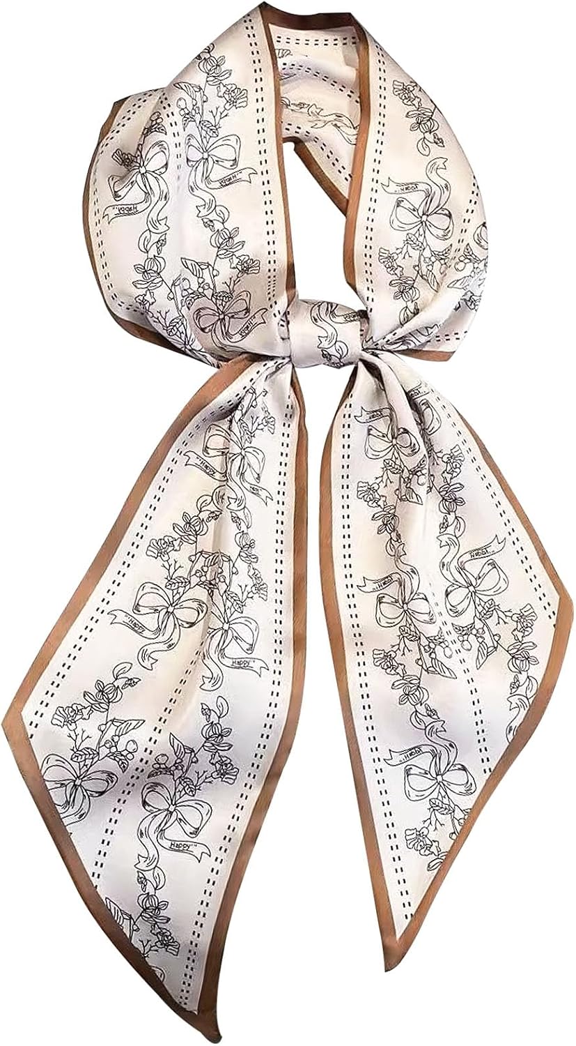 Hioyiwse Head Scarf Hair Neck Scarves For Women Purse Bag Scarfs For Handbags Silky Long Thin Satin Headscarf Fashion