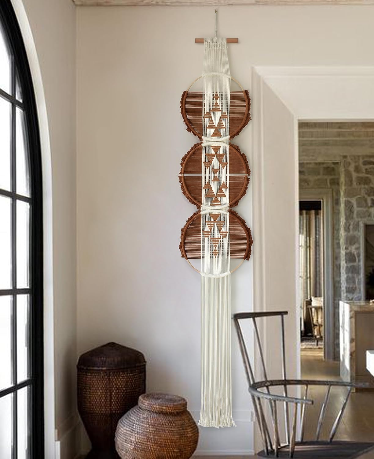 Macrame Wall Hanging Round Brown Ha...
