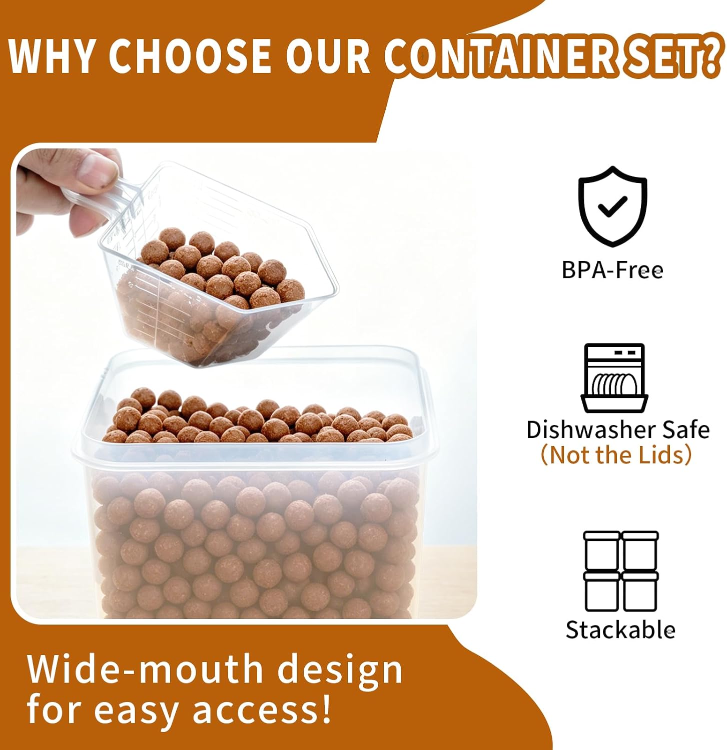 Flour Sugar Storage Containers, 10 Pack Large Airtight Food Storage Containers with Lids for Kitchen Pantry Organization and Storage, BPA Free Plastic Canisters Sets for Cereal, Rice and Baking - Image 5