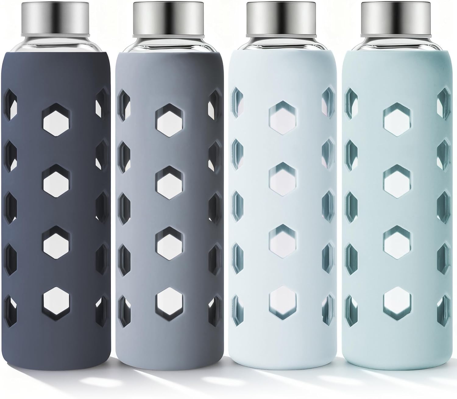 Mrsdry 18 oz Glass Water Bottles wi...