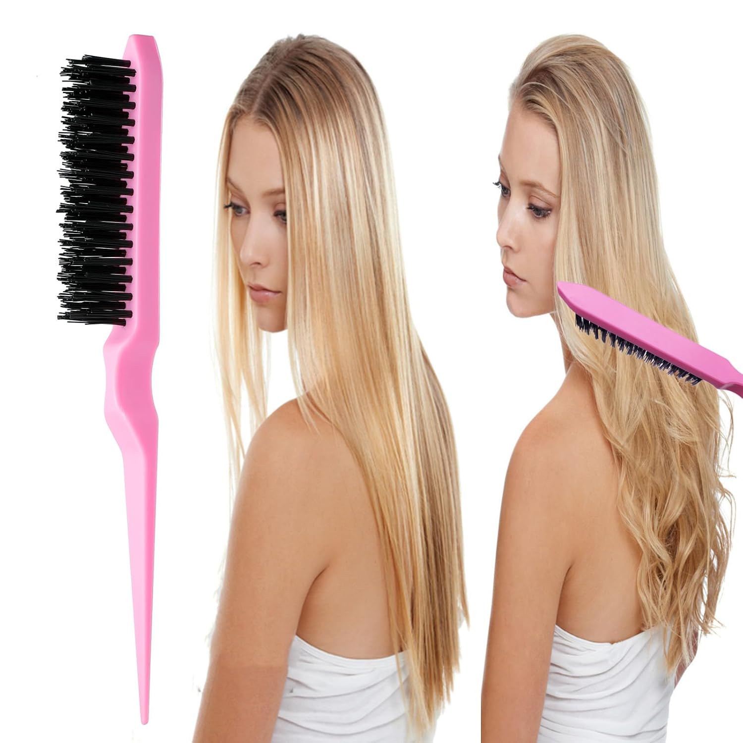 ZVOREI 8Pcs Hair Brushes Set wit, Pink 4Pcs Topsy Hair Tail Tools - Image 3