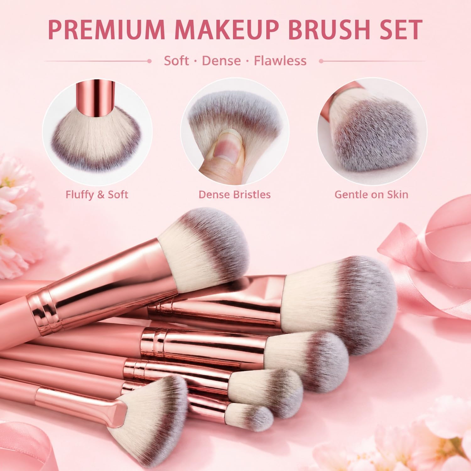 HGHDBT 70Pcs Pink Makeup Brushes Set Professional Makeup Kit Multi-functional Makeup Tool Set with Case Facial Makeup Accessories, Foundation Makeup Brush Kit Eye and Face Make up Brushes & Tools - Image 4