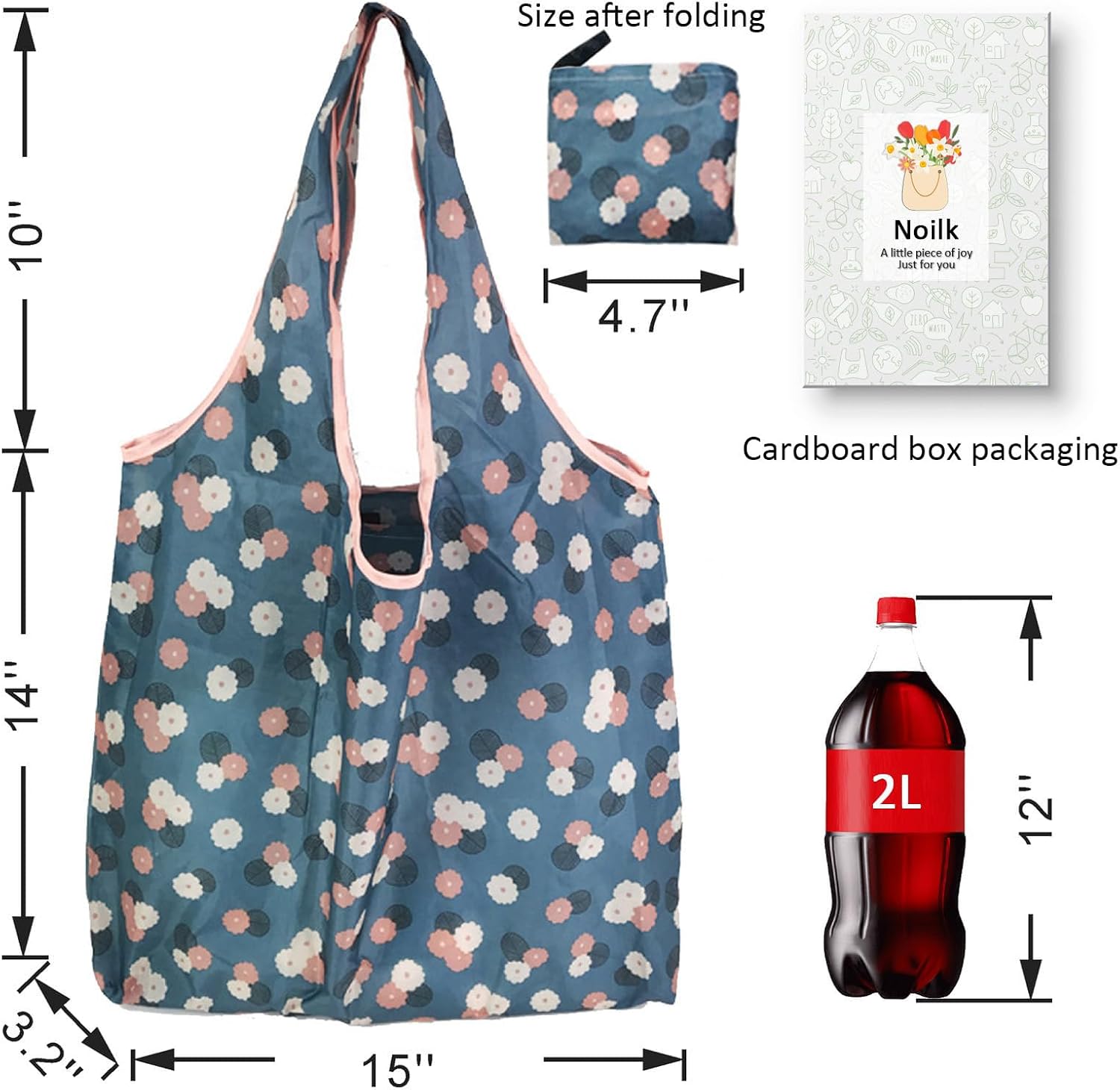 Reusable Grocery Bags, 6 Pack 50Lbs Foldable Fashion Washable Shopping Bags, Large Boho Tote Bags For Groceries, Bulk Market Cloth Storage Bags, Utility Aesthetic Personalized Gifts For Women - Image 3
