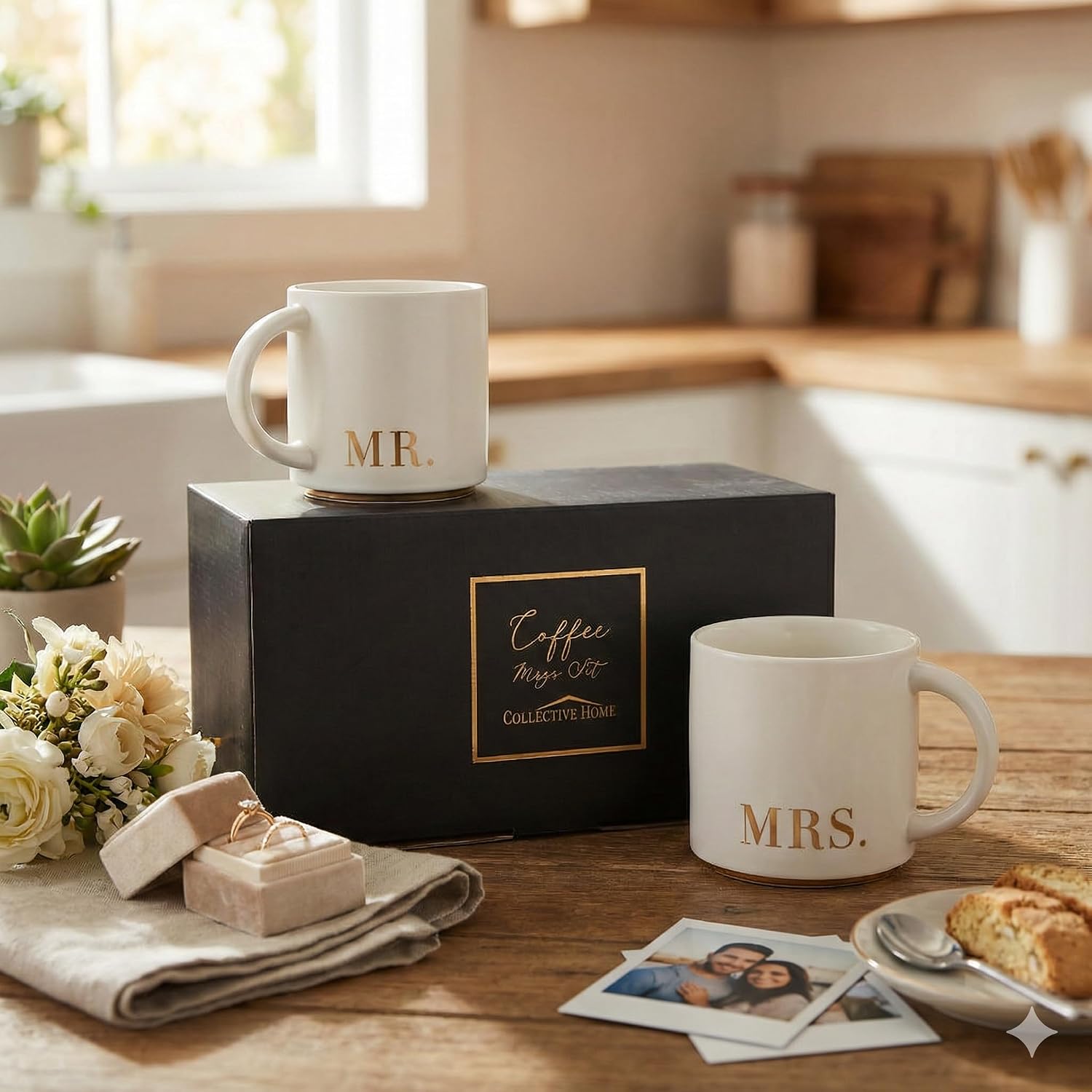 COLLECTIVE HOME Mr. & Mrs. Ceramic Coffee Mug Set, 15oz, 2-Piece - Image 2