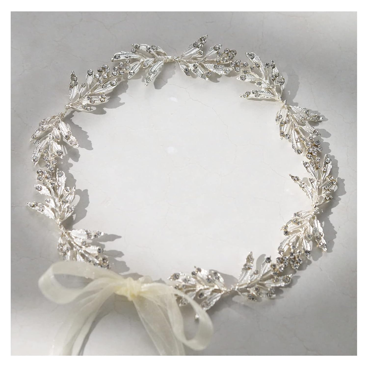 SWEETV Leaf Wedding Headpieces for Bride Silver Bridal Headband Flower Girl Headpiece Handmade Wedding Hair Accessories - Image 2