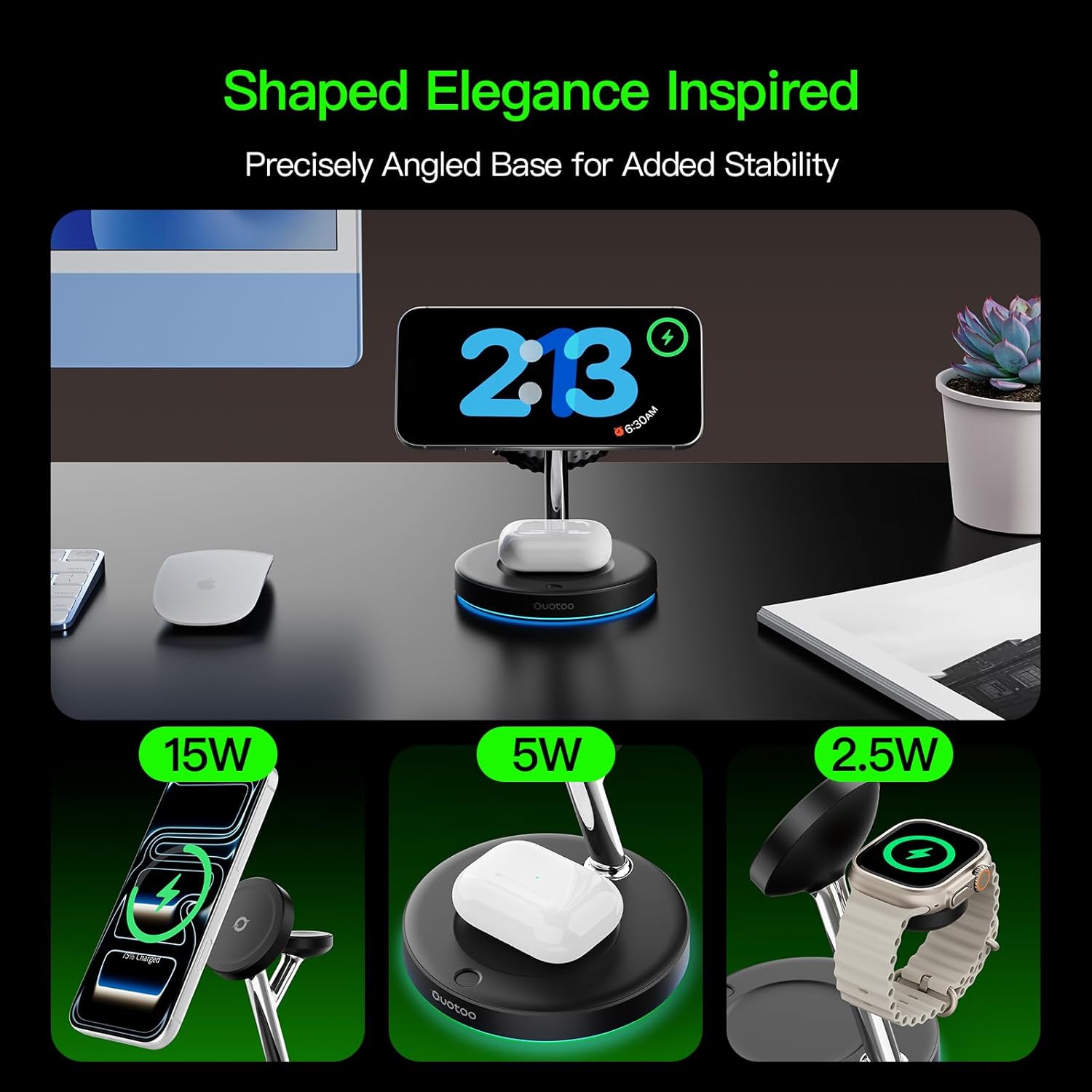 3 in 1 Mag-Safe Wireless Charger Stand for iPhone Apple Watch AirPods - Image 7