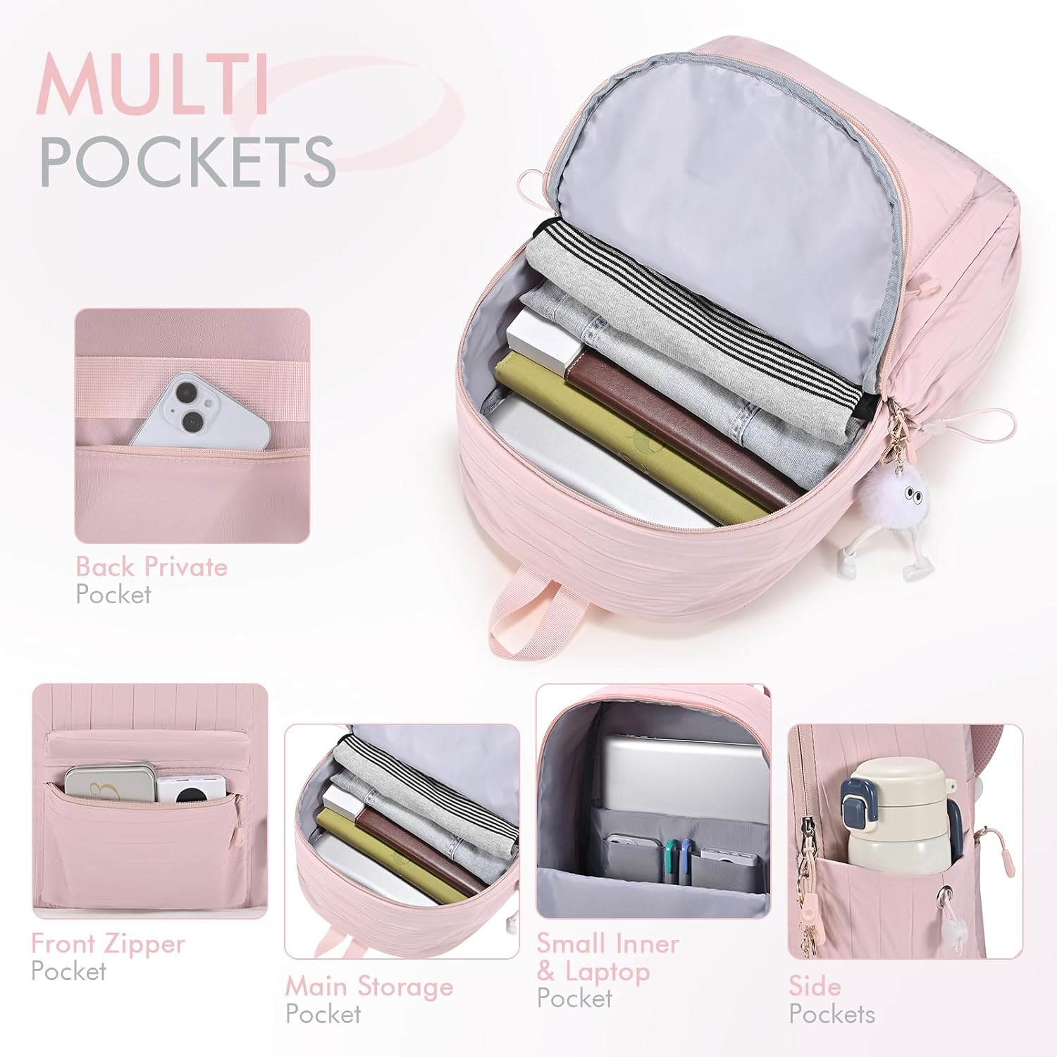 Personal Item Backpack 16x12x6 Inches, Lightweight 40x30x15 cm Under Seat Carry On Bag for Airlines, Flight Approved Travel Backpack Fits 14 Inch Laptop, Waterproof Nylon Daypack for Women Men - Image 5