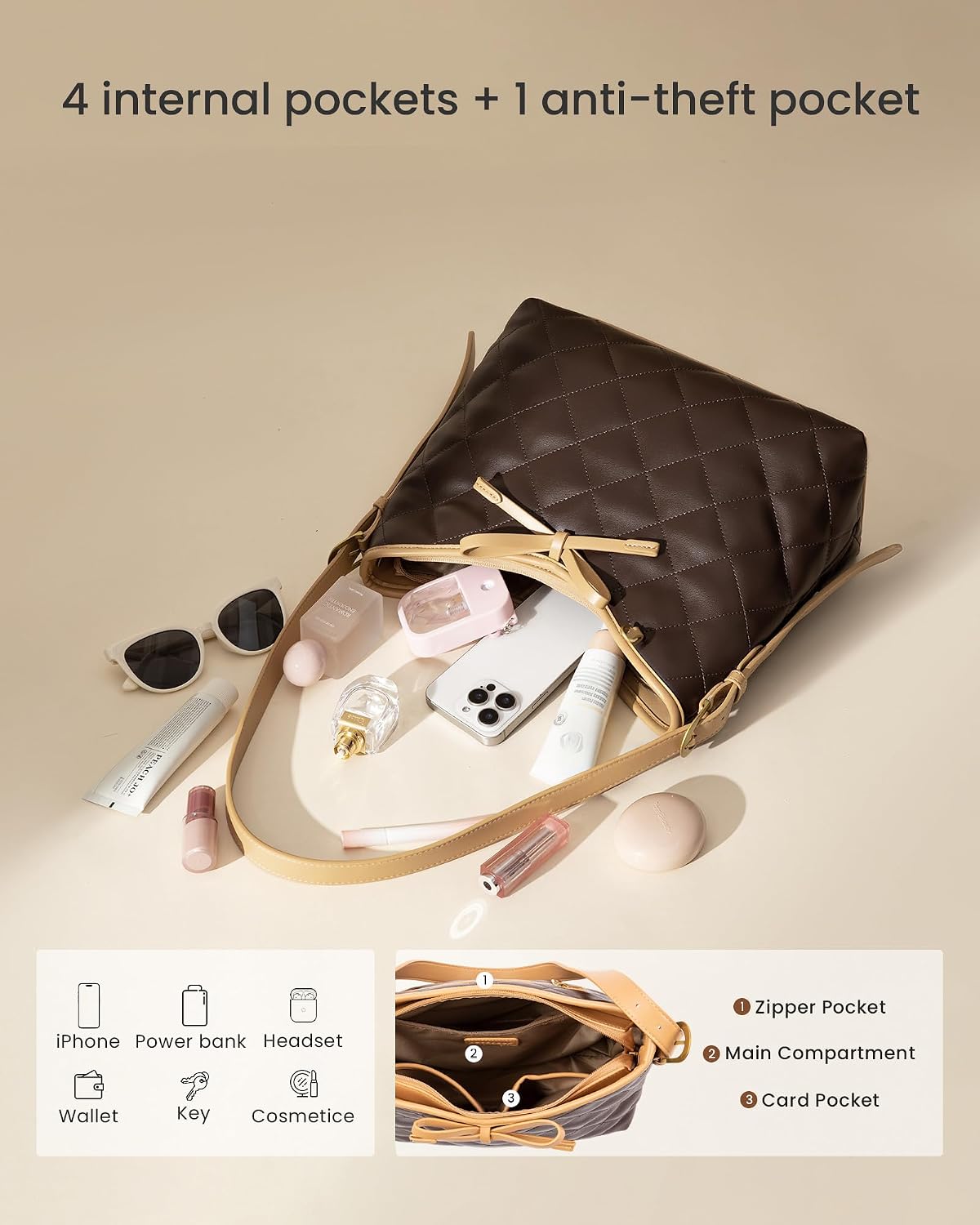 LOVEVOOK Purses for Women Soft Leather Hobo Handbags Quilted Crossbody Bag Designer Carteras Para Mujer Bucket Purse - Image 4