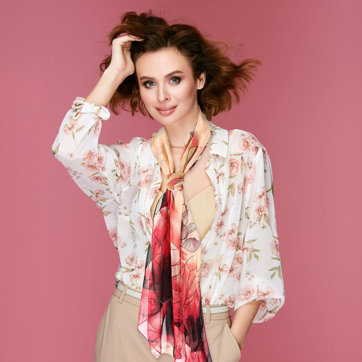 Xtinmee 8 Pcs Thin Scarves for Ladies, Lightweight Summer Floral Chiffon - Image 5
