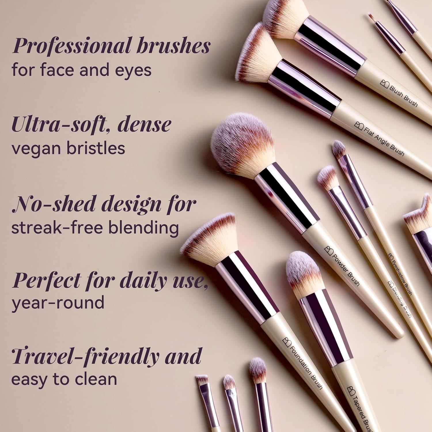 BS-MALL Makeup Brush Set 18 Pcs Professional Foundation Powder Concealers Eyeshadow Blush Synthetic Makeup Brushes with Labeled instruction Black Case Upgraded Version - Image 5