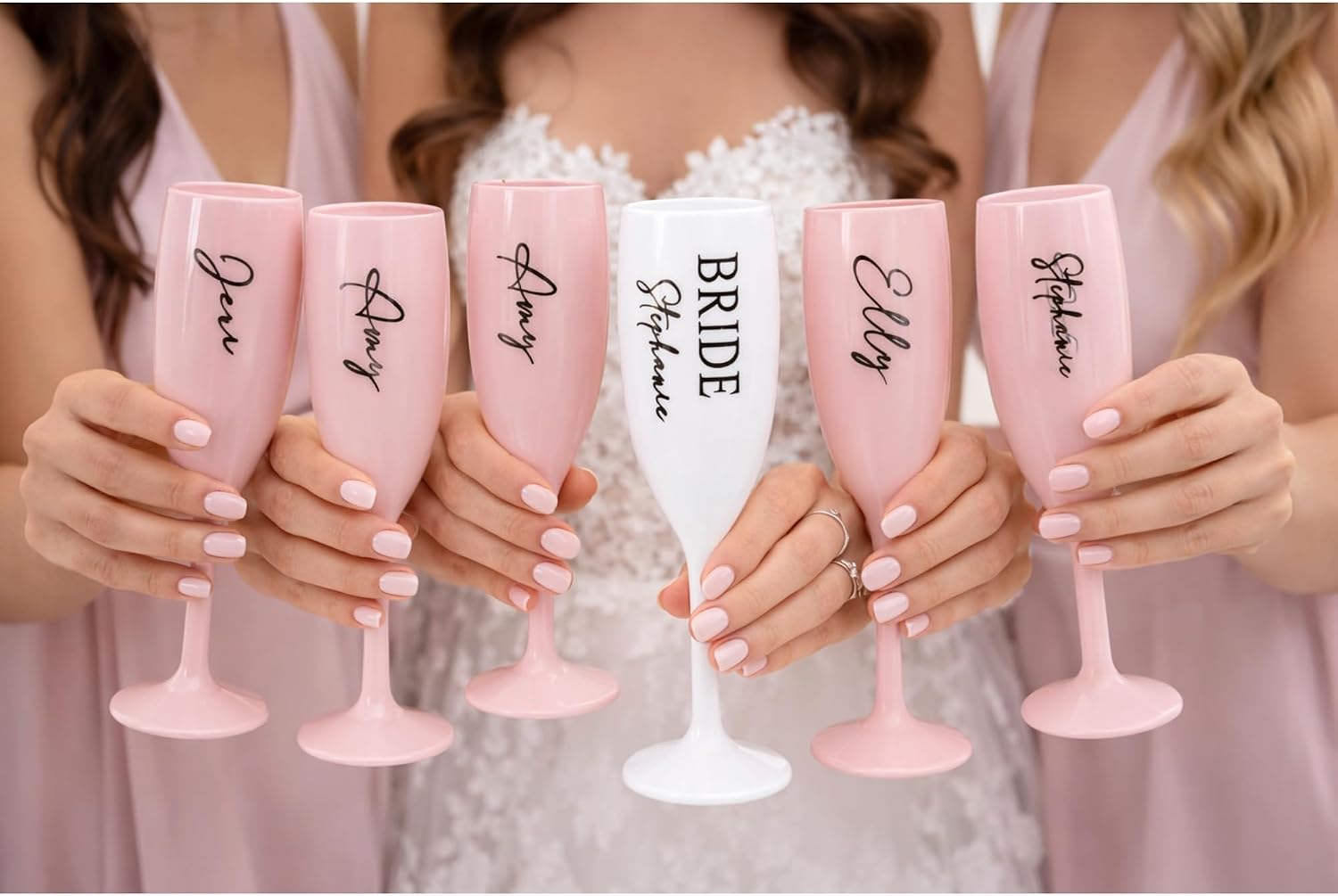 Personalized Acrylic Champagne Flutes Set for Bride & Bridesmaids – Custom Engraved Wedding Toast Glasses – Bachelorette Party, Bridal Shower, Wedding Day Keepsake - Image 3