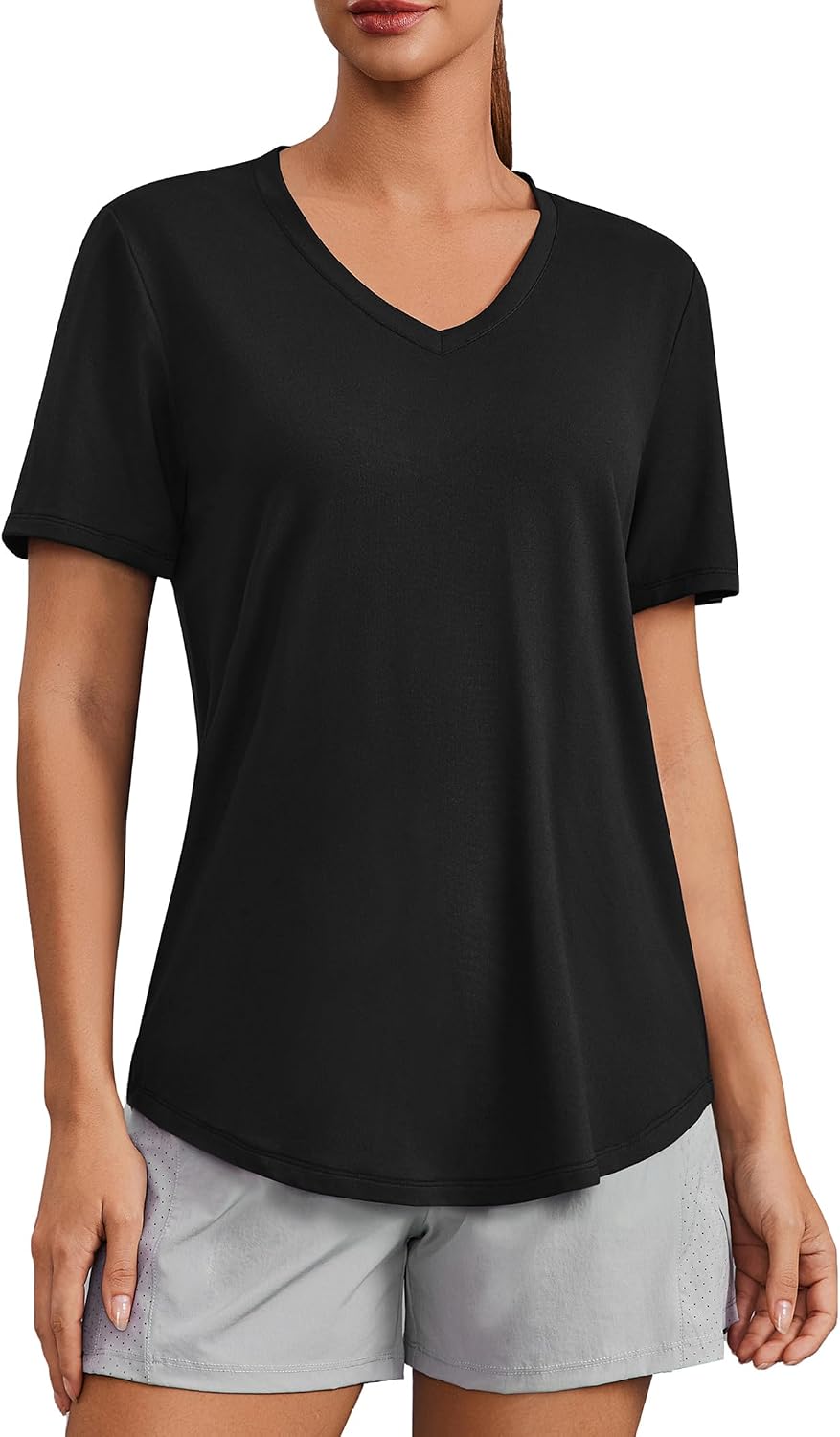 PINSPARK V Neck Workout Tops for Wo...