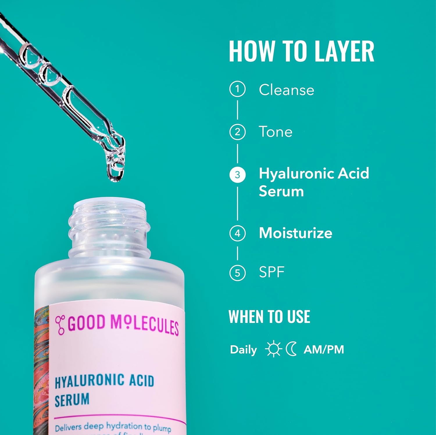 Good Molecules Hyaluronic Acid Serum for Face, Hydrating Serum, 1 fl oz - Image 5
