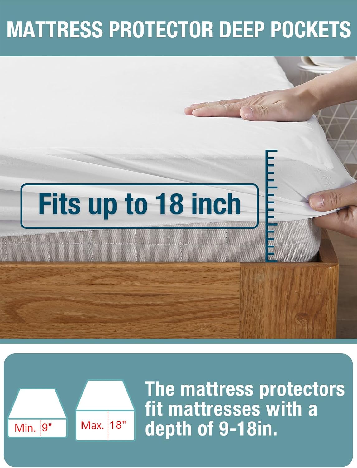Bedecor Queen Waterproof Mattress Protector,for 9-18 Inch Deep - Image 4