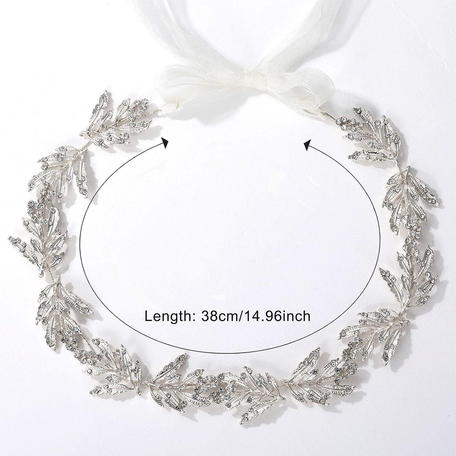 SWEETV Leaf Wedding Headpieces for Bride Silver Bridal Headband Flower Girl Headpiece Handmade Wedding Hair Accessories - Image 7