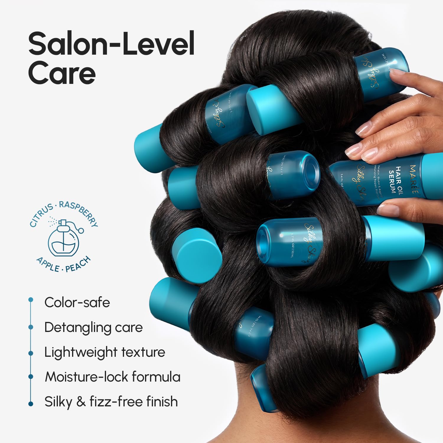 MAREE Hair Oil for Frizzy Hair with Argan Oil, Keratin & Biotin – Hair Serum for Dry and Curly Hair Gloss – Frizz Control Hair Care Products for Women – Aceite Para el Cabello – 50 ml - Image 5