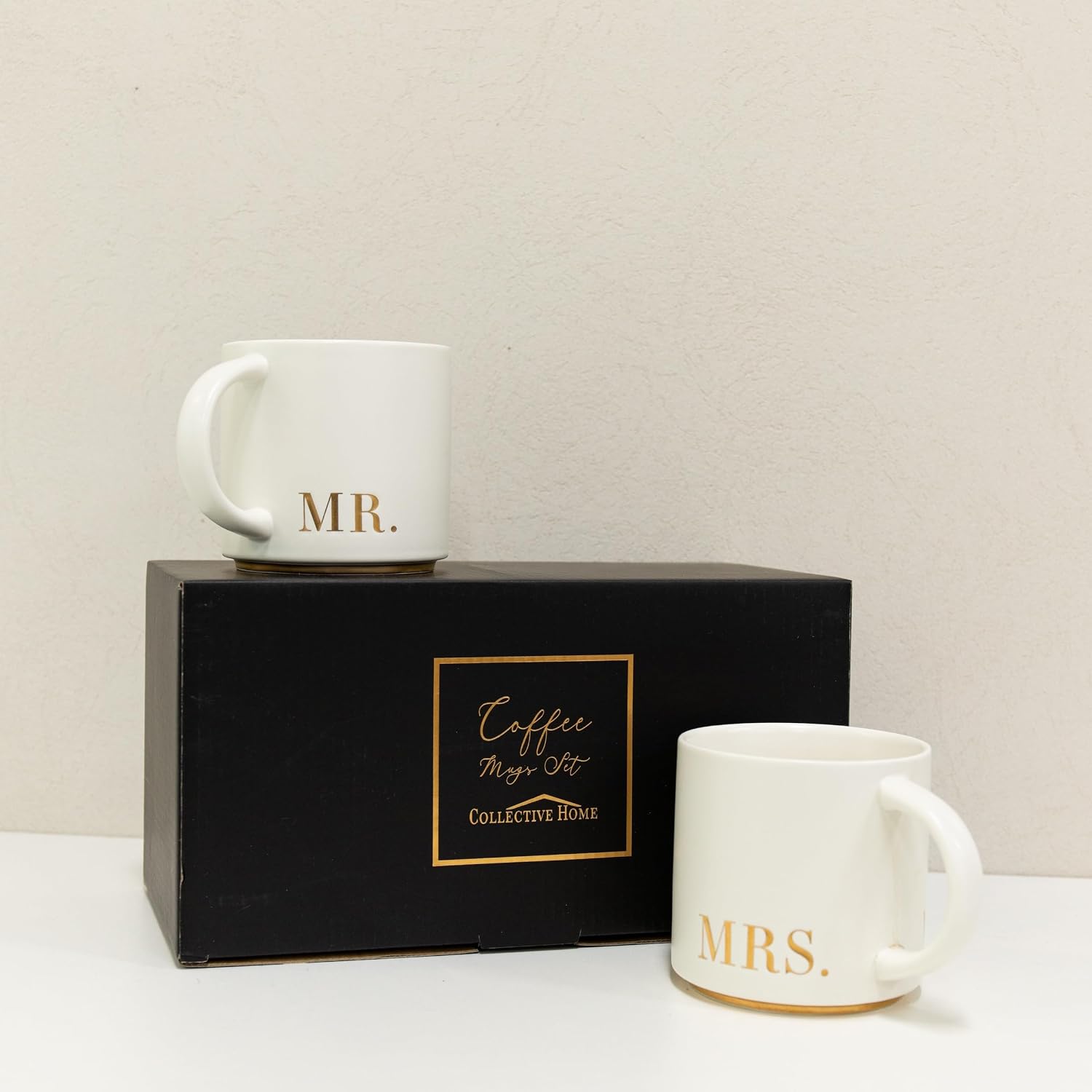 COLLECTIVE HOME Mr. & Mrs. Ceramic Coffee Mug Set, 15oz, 2-Piece - Image 3