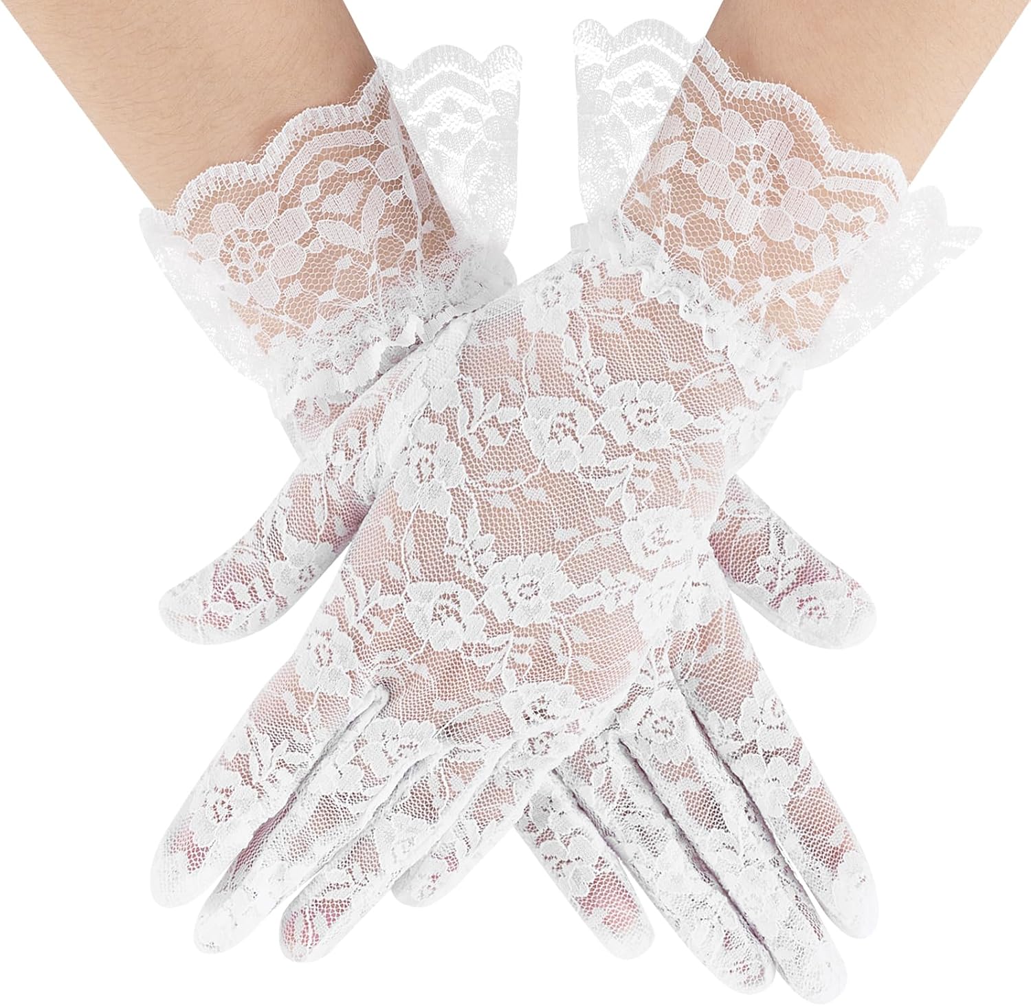 Black Lace Gloves for Women, 2 PCS ...